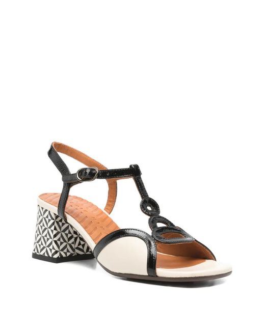 Chie Mihara Natural T-Strap Patterned Sandals