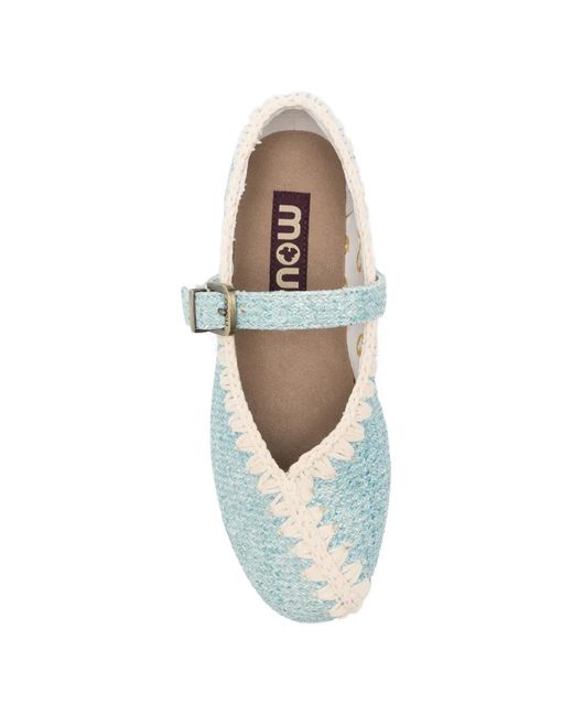Mou Blue Round-Toe Ballet Flats