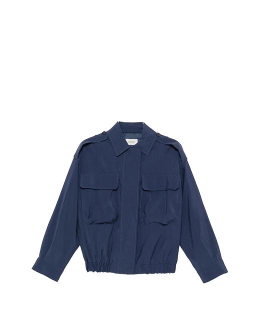 ViCOLO Blue Elasticated-Hem Jacket
