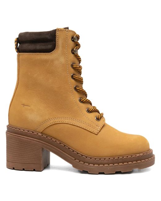 Tamaris Brown 70Mm Leather Block-Heel Boots