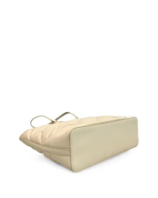 Twinset Natural Quilted Logo-Plaque Shoulder Bag