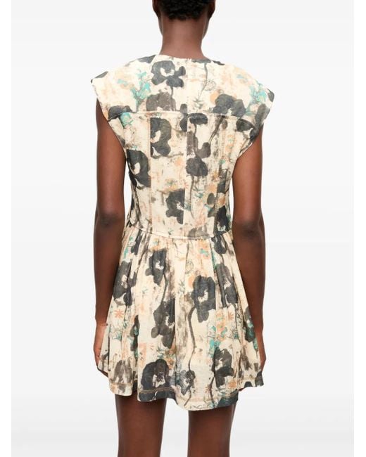 Ganni Natural Floral-Print Dress