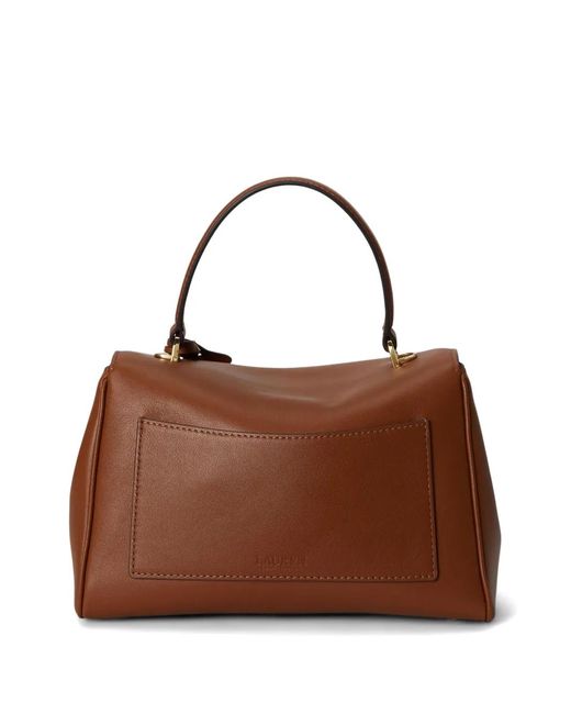 Ralph Lauren Brown Small Farrah Leather Satchel Bag