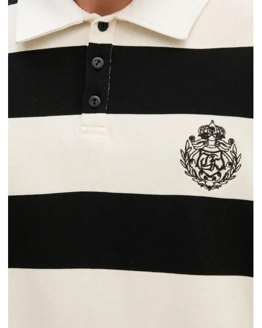 The Kooples Black Striped-Pattern Long-Sleeve Polo Shirt for men