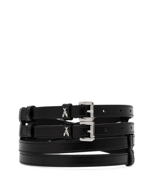 Patrizia Pepe Black Fly Plaque Double-Strap Belt