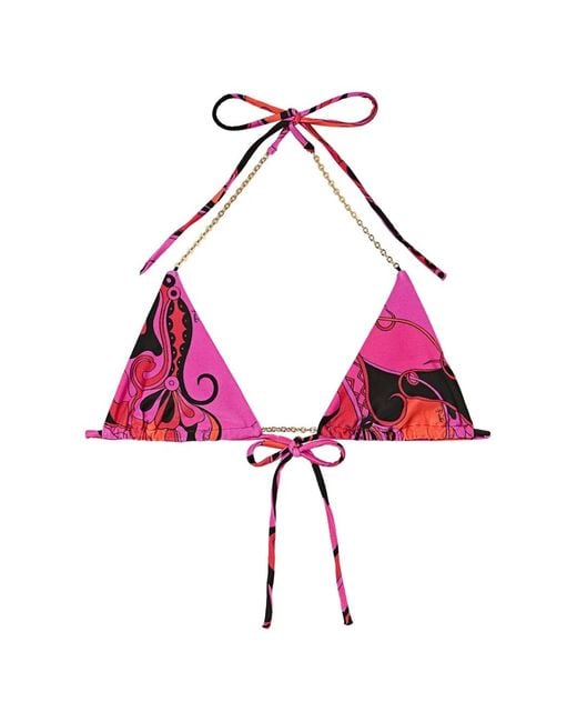 Emilio Pucci Pink Orchidee-Print Triangle Bikini Top