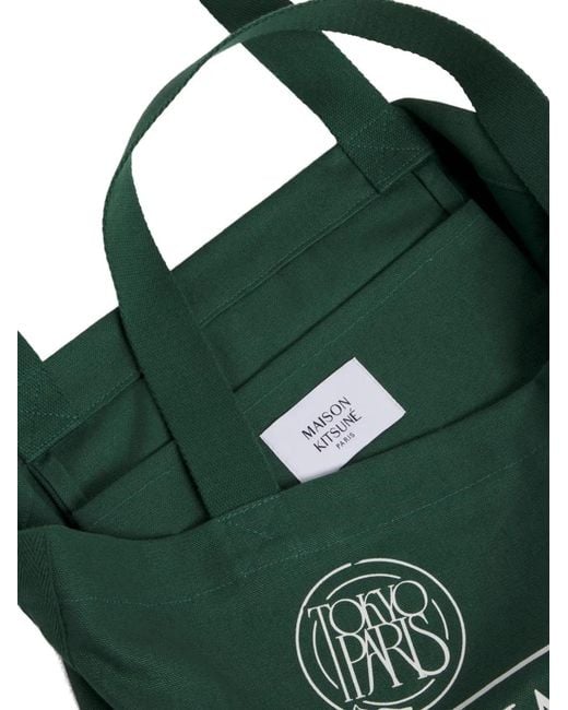Maison Kitsuné Green Art Nouveau Stamp Tote Bag
