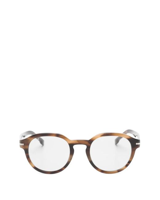 Boss Brown Tortoiseshell-Effect Round-Frame Sunglasses for men