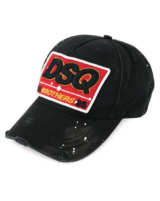 DSquared² Black Dsq Patch Baseball Cap for men