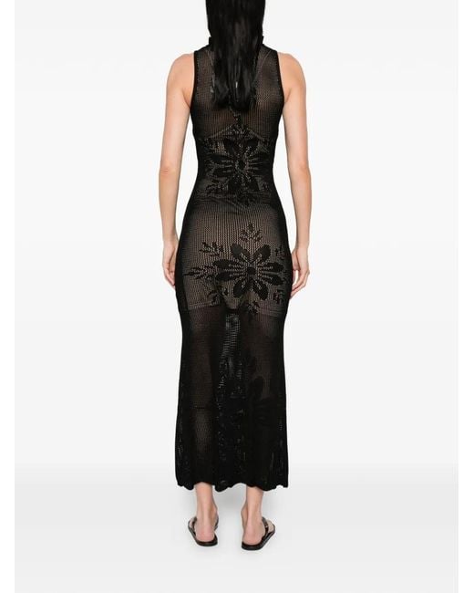 Twinset Black Long Floral Knit Dress