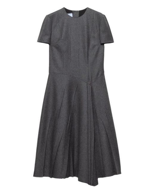 Abito Midi Asimmetrico A Maniche Corte di Prada in Gray