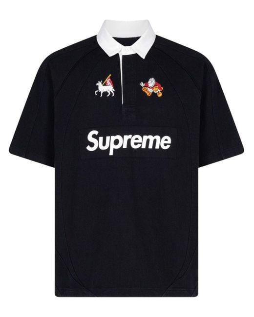Supreme Rugby black Embroidered Polo Shirt