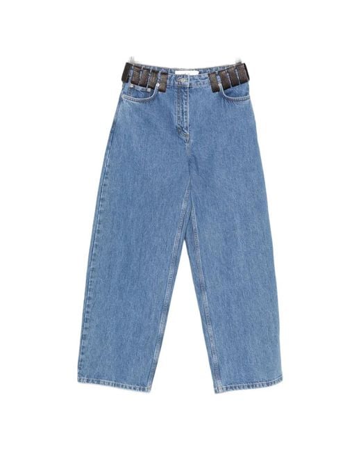 IRO Blue Archies Leather-Trim Jeans