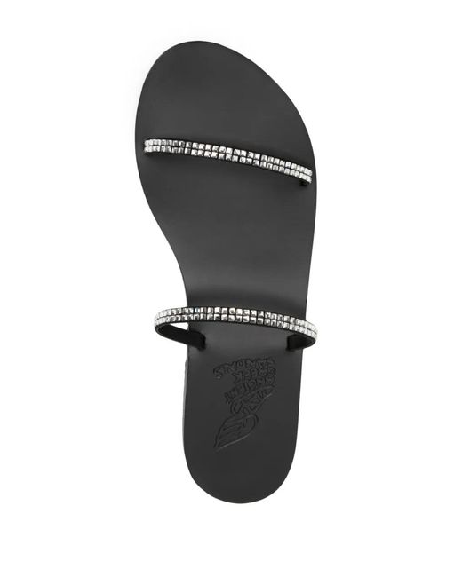 Ancient Greek Sandals White Saita Crystal-Embellished Leather Sandals