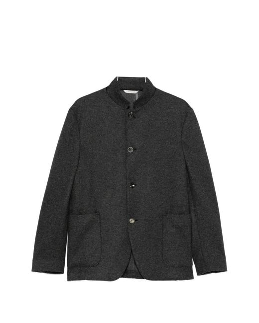Agnona Black Button-Up Mandarin-Collar Blazer for men