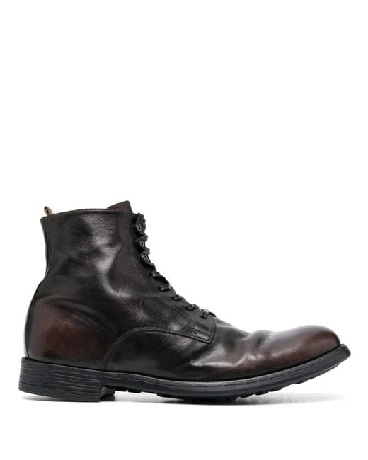 Officine Creative Black Chronicle Leather Ankle Boots for men