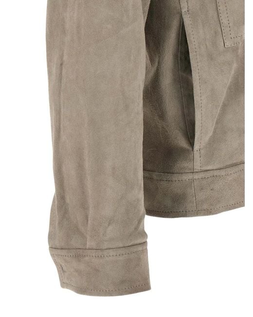 Giorgio Brato Gray Pointed-Collar Suede Jacket for men