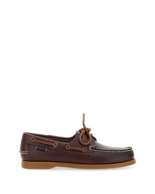 Sebago Brown Docksides Portland Waxed Leather Boat Shoes