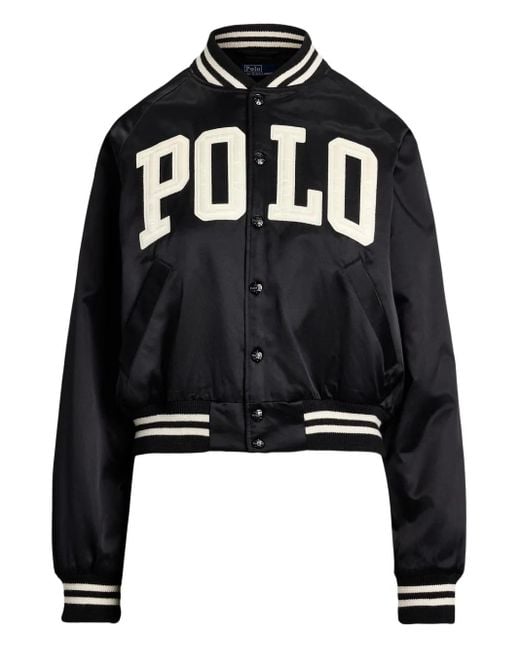 polo-ralph-lauren-logo-satin-bomber-jacket-in-black-lyst-uk