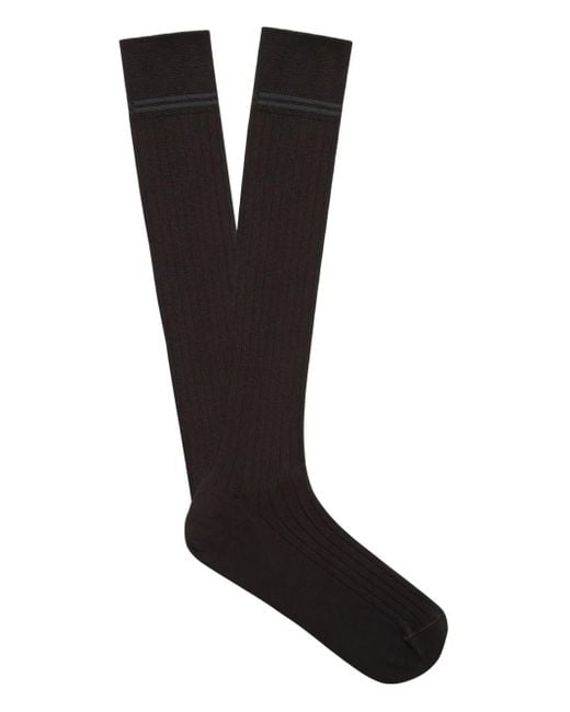 Zegna Black Ribbed Socks for men