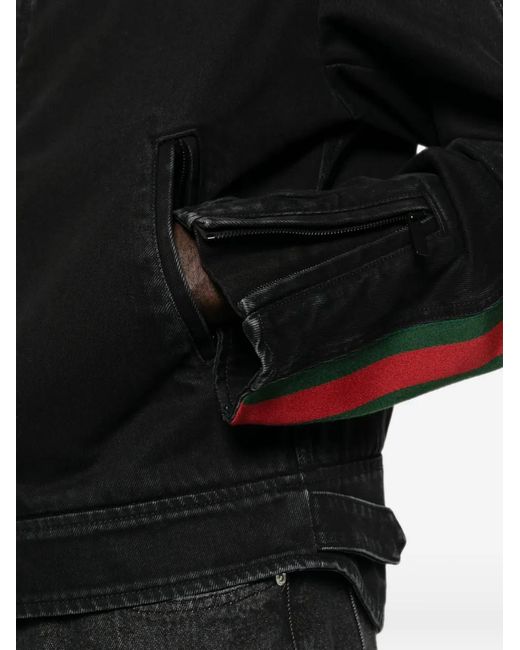 Gucci Black Zip-Up Denim Jacket for men