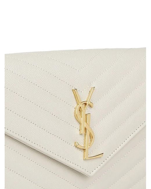 Saint Laurent White Monogram Quilted Leather Shoulder Bag