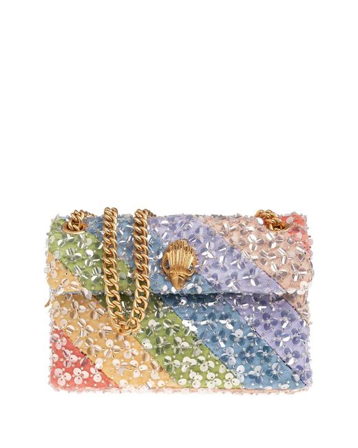 Kurt Geiger Blue Mini Kensington Sequin-Embellished Shoulder Bag