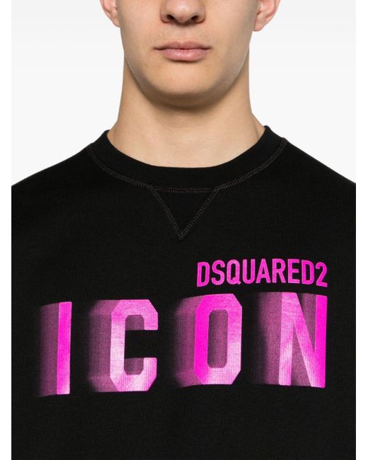 DSquared² Black Logo-print Cotton Sweatshirt for men
