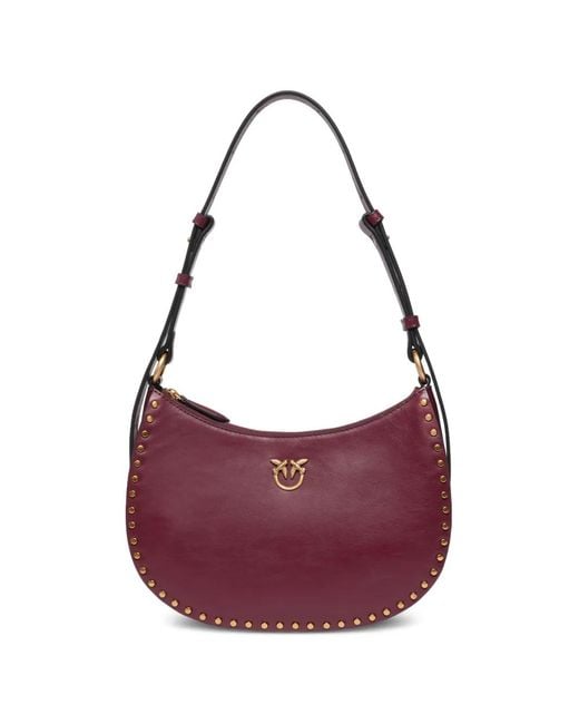 Pinko Purple Love Birds Stud-Embellished Shoulder Bag