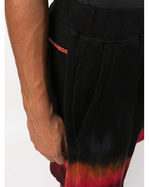 DSquared² Black Tie-Dye Track Shorts for men