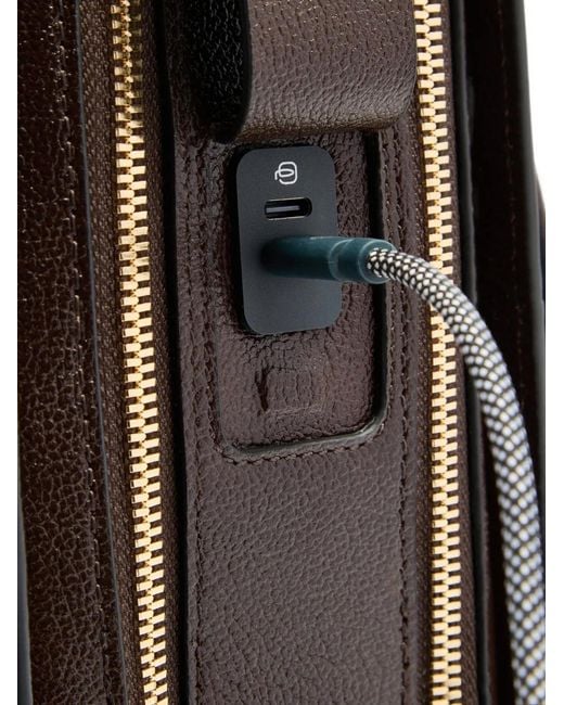 Piquadro Black Leather Backpack