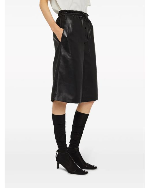Jil Sander レザーショートパンツ Black