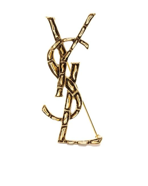 Broche Cassandre con efecto de cocodrilo Saint Laurent de color Metallic