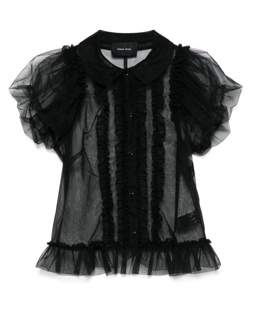 Simone Rocha Black Ruffled Sheer Blouse