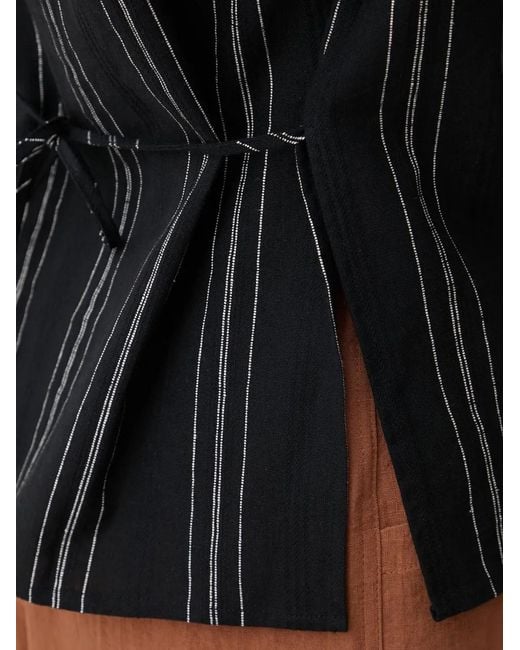 Benetton Black Striped Tie-Fastening Top