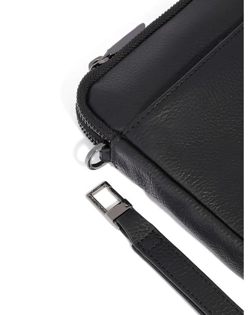 Piquadro Black Leather Clutch Bag for men