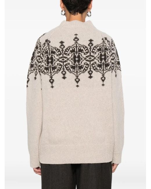 Blugirl Blumarine Natural Pullover Mit Rosen-Print