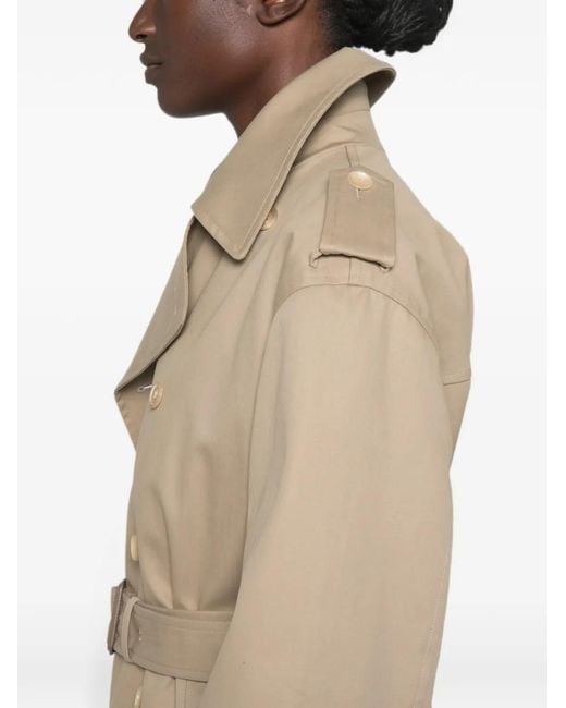 Saint Laurent Natural Double-Breasted Belted Trench Coat