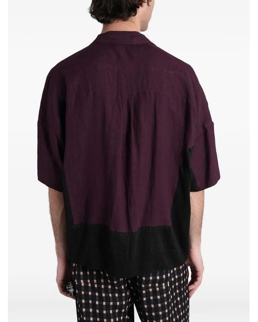 Undercover Purple Chemise À Boutons Dépareillés Et Empiècements for men