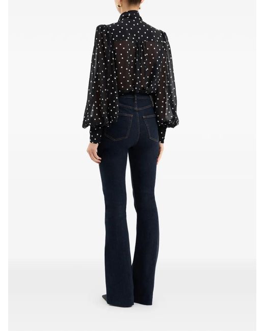 Rebecca Vallance Black Marnie Polka-Dot Pussy-Bow Blouse