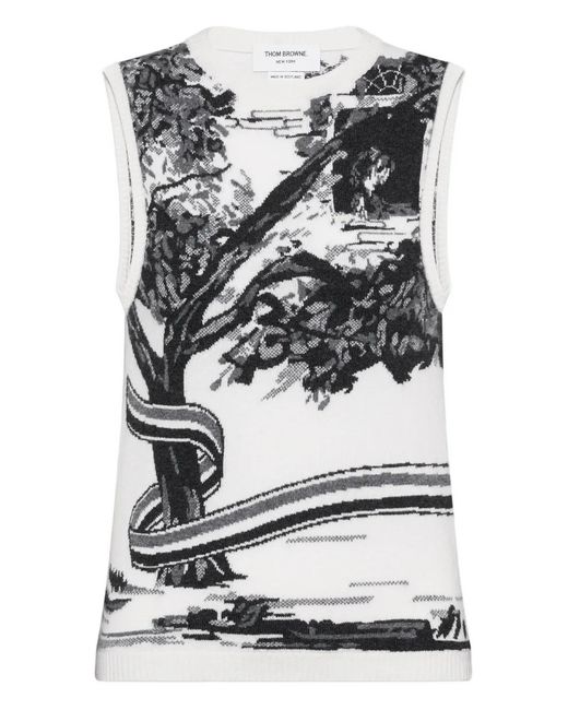 Thom Browne Gray Hector Toile Top