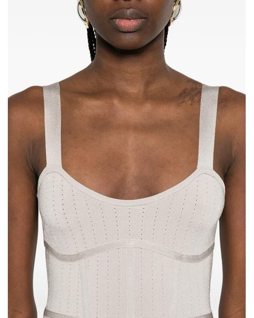 Patrizia Pepe White Robe Mi-Longue En Jacquard
