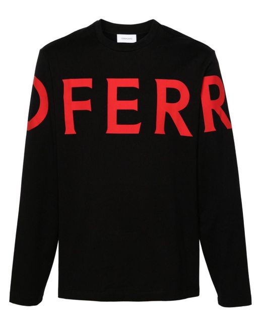 T-shirt en coton à logo imprimé Ferragamo pour homme en coloris Black