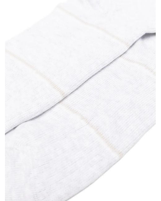 Eleventy White Striped Socks for men