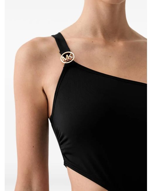 MICHAEL Michael Kors Black One-Shoulder Cutout Swimsuit