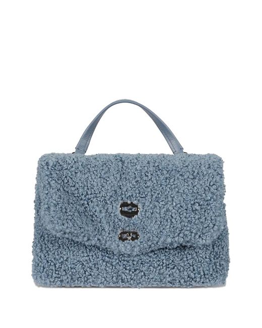 Zanellato Blue Postina Leather Top-Handle Tote Bag