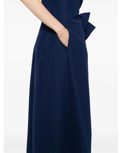 Elie Saab Blue Bow-Detail Midi Dress