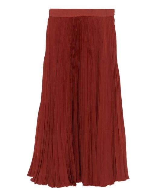 Farm Rio Red Pleated Midi Skirt