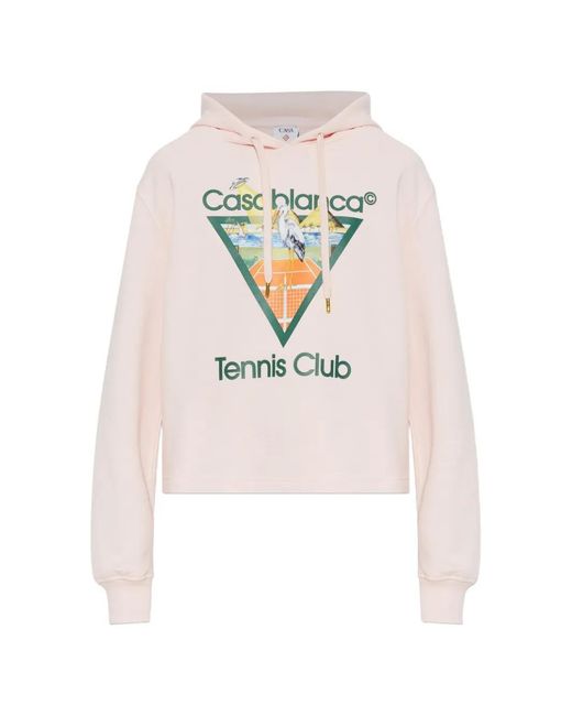 Casablanca White Tennis Club Graphic-Print Hoodie