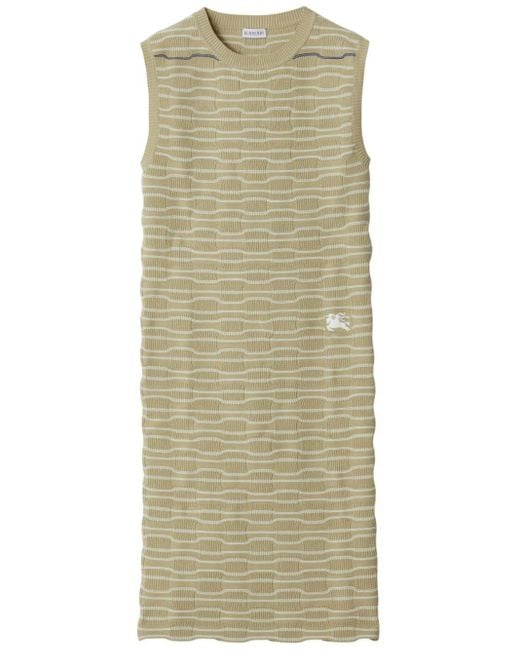 Burberry Green Embroidered-logo Ribbed Mini-dress